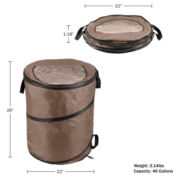 Collapsible Trash Can - Pop Up Outdoor Portable Garbage Bag Holder with Zippered Lid - Recycle Bin for Camping or Parties by Wakeman