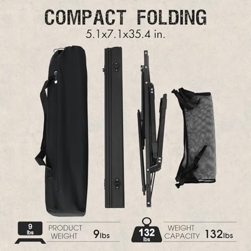 Portal Camping Table, Folding Aluminum Outdoor Table with Mesh Layer