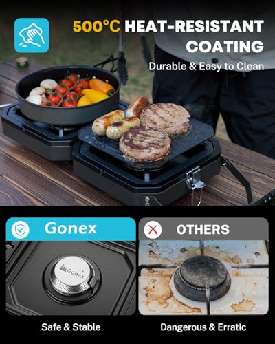 Gonex Camping Stove Propane, 2 Burner Portable Camp Stoves for Camping