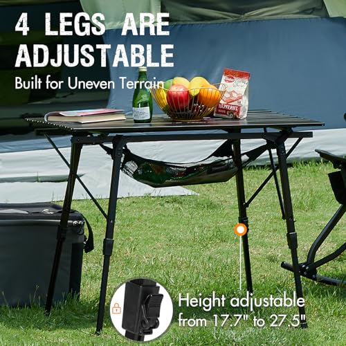 Portal Camping Table, Folding Aluminum Outdoor Table with Mesh Layer