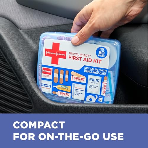 BAND-AID Brand Travel Ready Portable First Aid Kit, 80 Piece