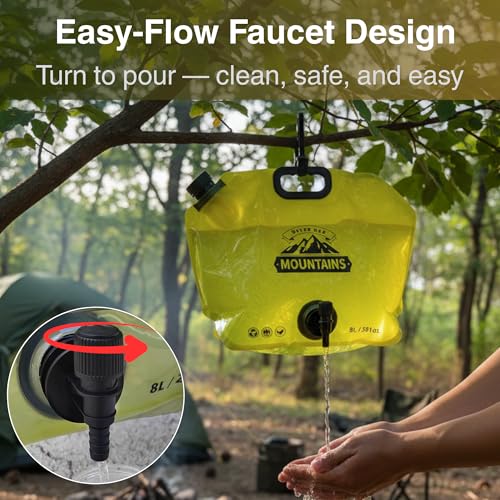 CoreMuse Camping Water Container 2 Gallon Collapsible Water Jug with Spout - Reusable Plastic Flasks, Foldable Empty Gallon Jug for Water Storage, Water Bag for Outdoor Hiking Emergency Prep