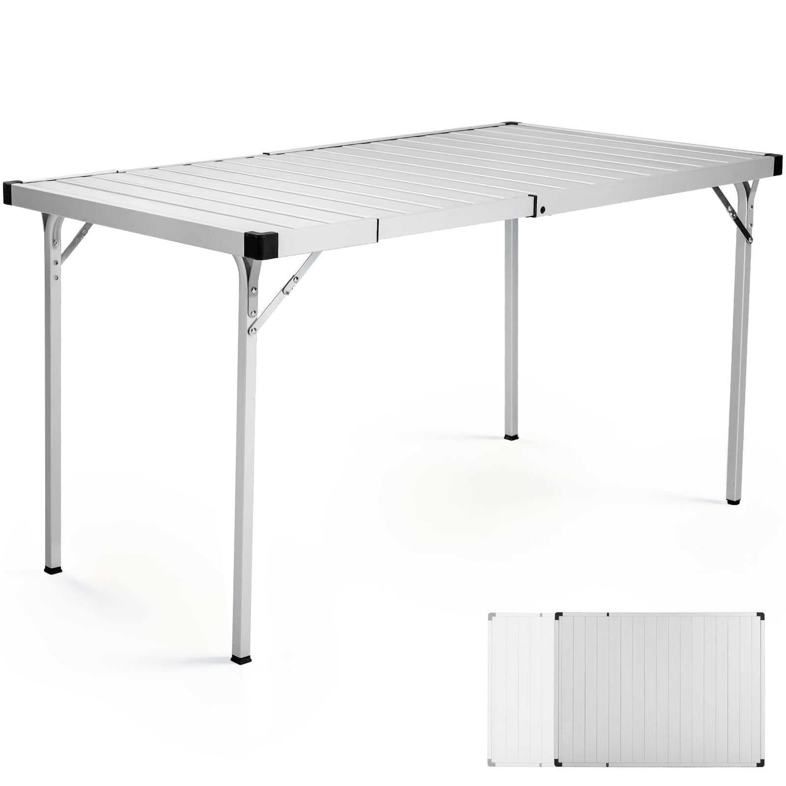 Portal Camping Table, Folding Aluminum Outdoor Table with Mesh Layer