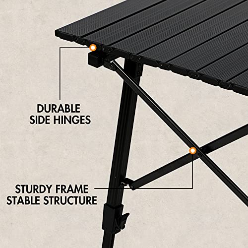 Portal Camping Table, Folding Aluminum Outdoor Table with Mesh Layer