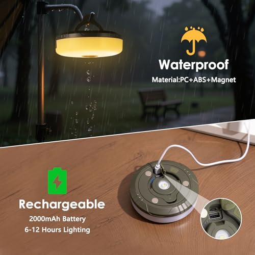 2 Pack Camping String Lights 4 in 1, 8 Modes Rechargeable Fairy Tent Lights