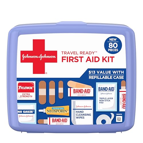 BAND-AID Brand Travel Ready Portable First Aid Kit, 80 Piece