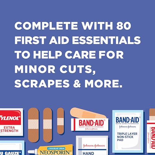 BAND-AID Brand Travel Ready Portable First Aid Kit, 80 Piece