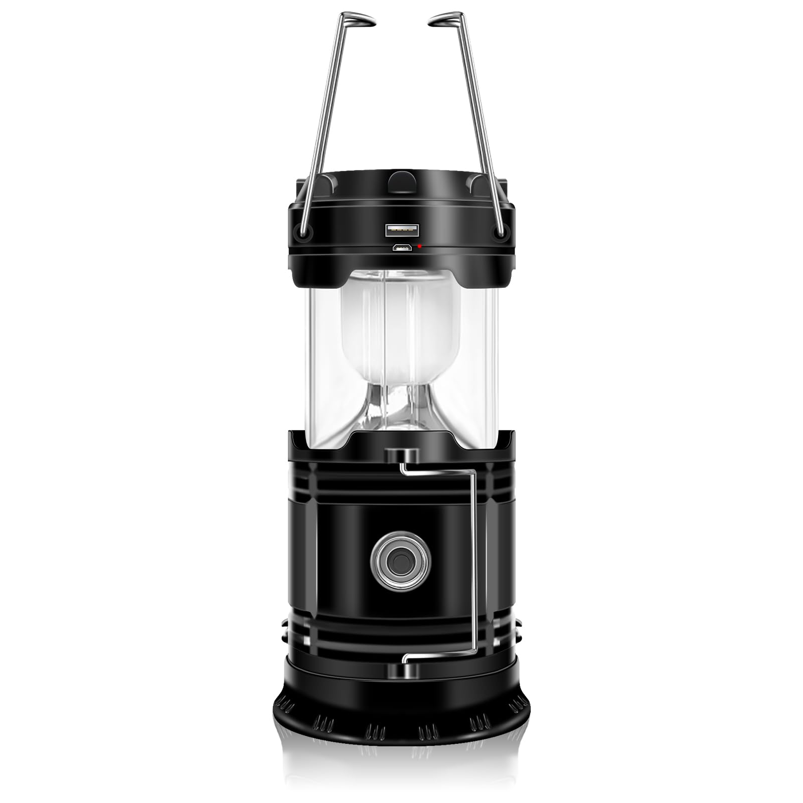Solar Camping Lantern, DIBMS Collapsible LED Solar Rechargeable Lantern Flashlight Emergency Hanging Lights for Camping Hurricanes Power Outages Indoor Outdoor