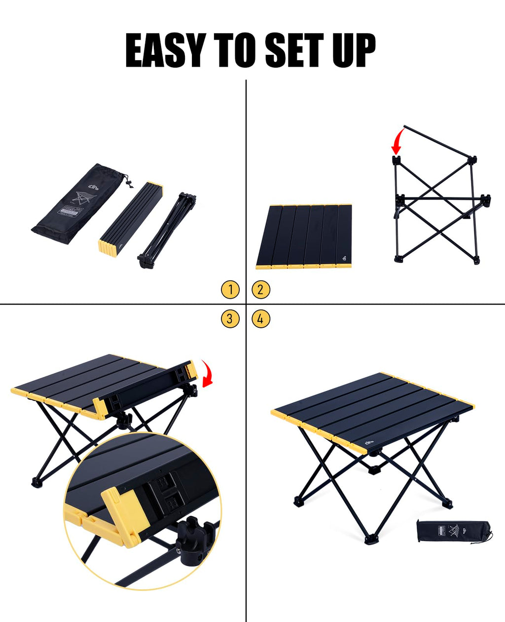 iClimb Ultralight Compact Camping Folding Table with Carry Bag
