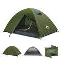 Night Cat 2-Persons Backpacking Tent: Waterproof Lightweight Camping Tent for Two People Hiking Outdoor Mountain with Aluminum Poles and Rainfly Green