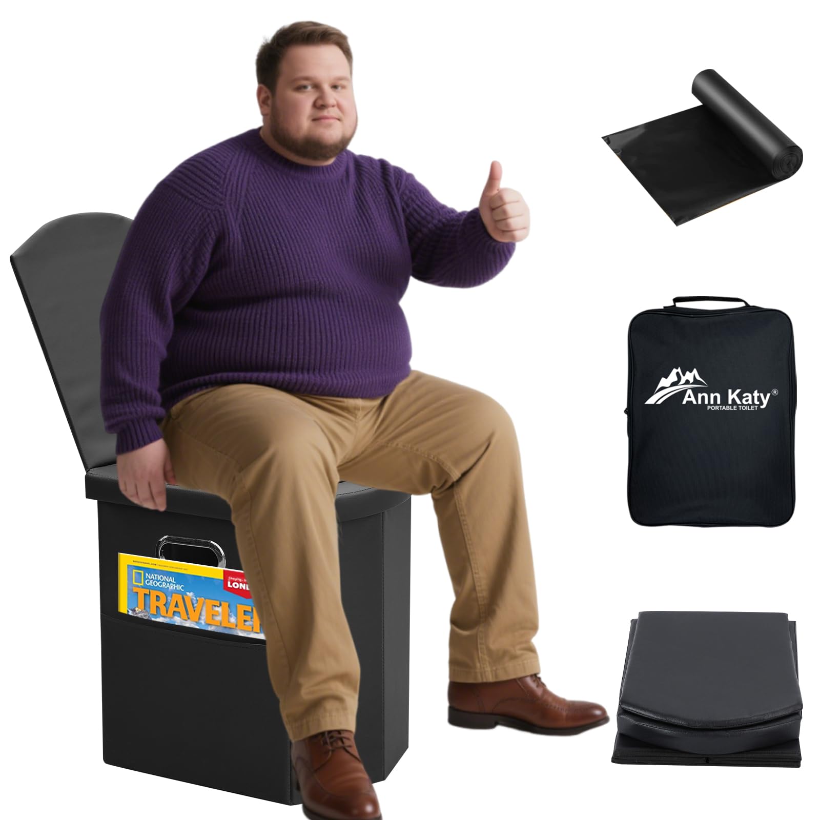 Ann Katy Upgrade XL Portable Toilet for Adults, Extra Large Camping Toilets