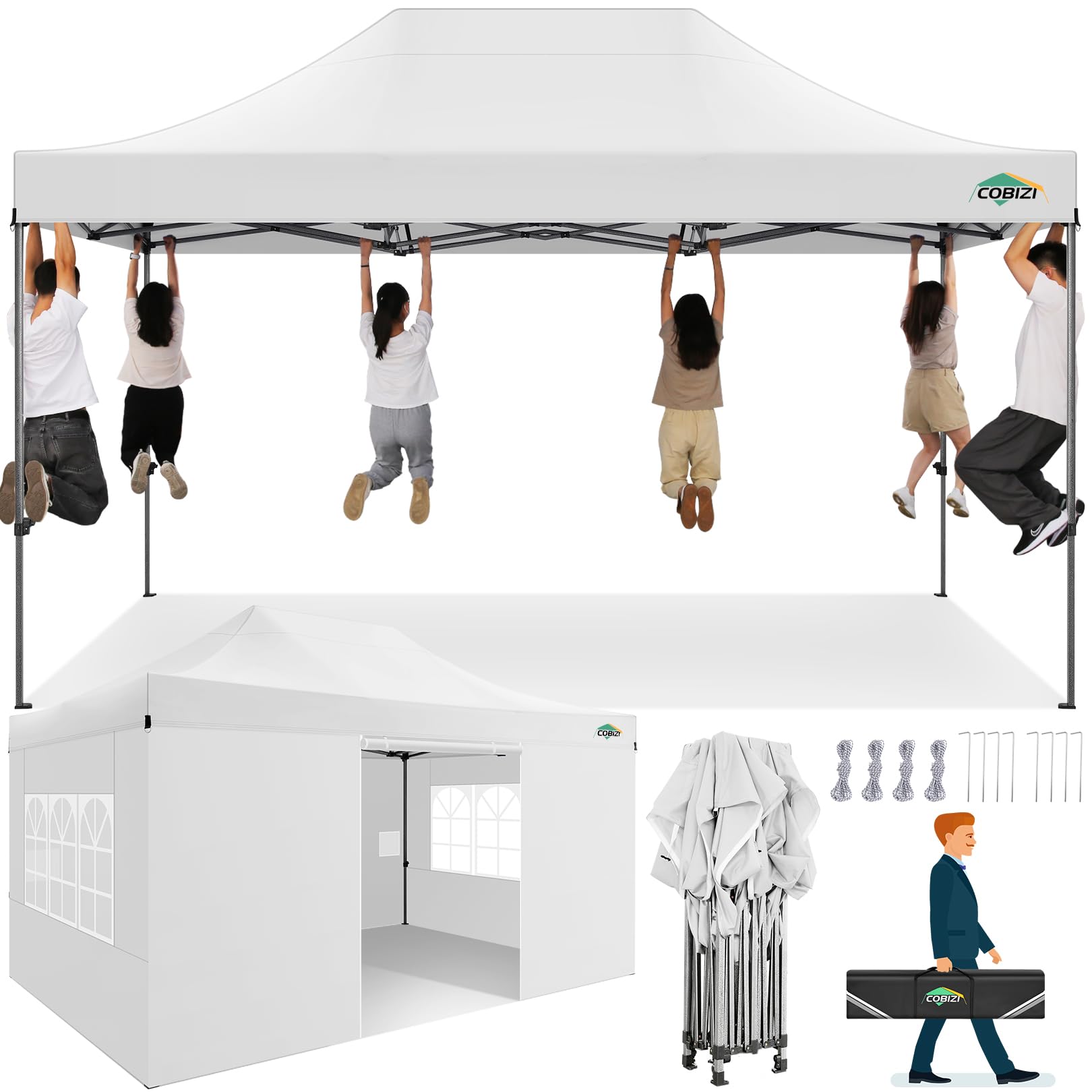 COBIZI Heavy Duty Pop up Canopy Tent with Sidewalls Commercial Canopy