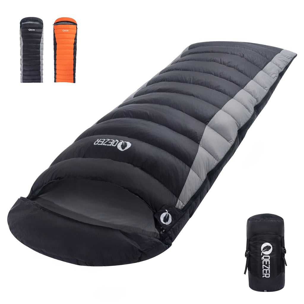 QEZER Down Sleeping Bag for Adults, 600FP Cold Warm Weather Backpacking