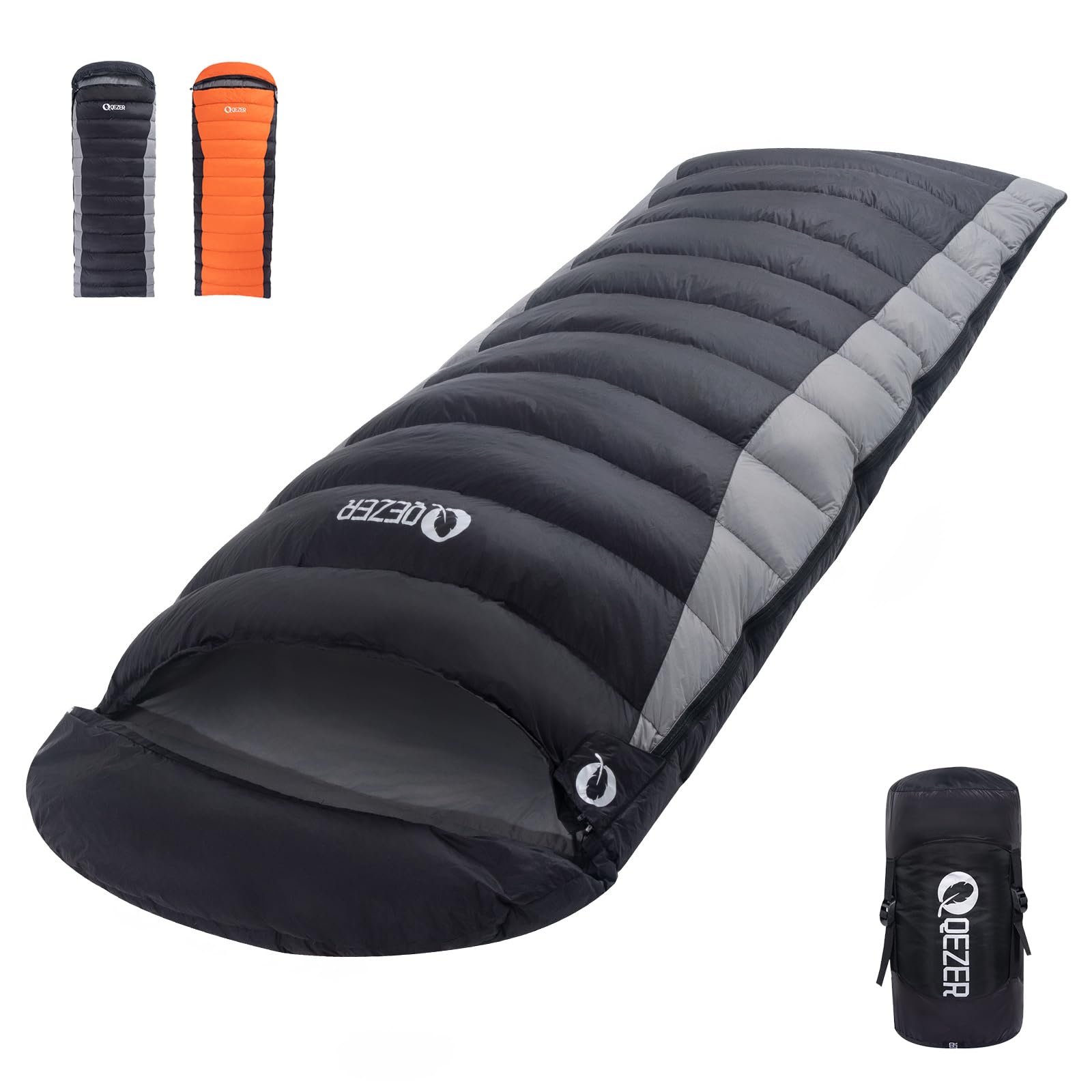 QEZER Down Sleeping Bag for Adults, 600FP Cold Warm Weather Backpacking