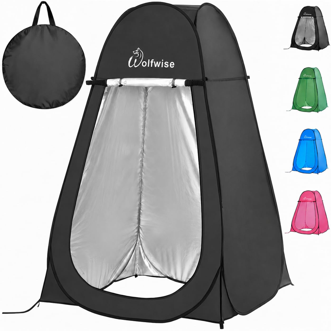Wolfwise Pop Up Shower Tent for Camping Essentials, Portable Instant Changing Tent with Ventilation Window & Carry Bag, Privacy Dressing Room Bathroom Toilet for Beach, Outdoor