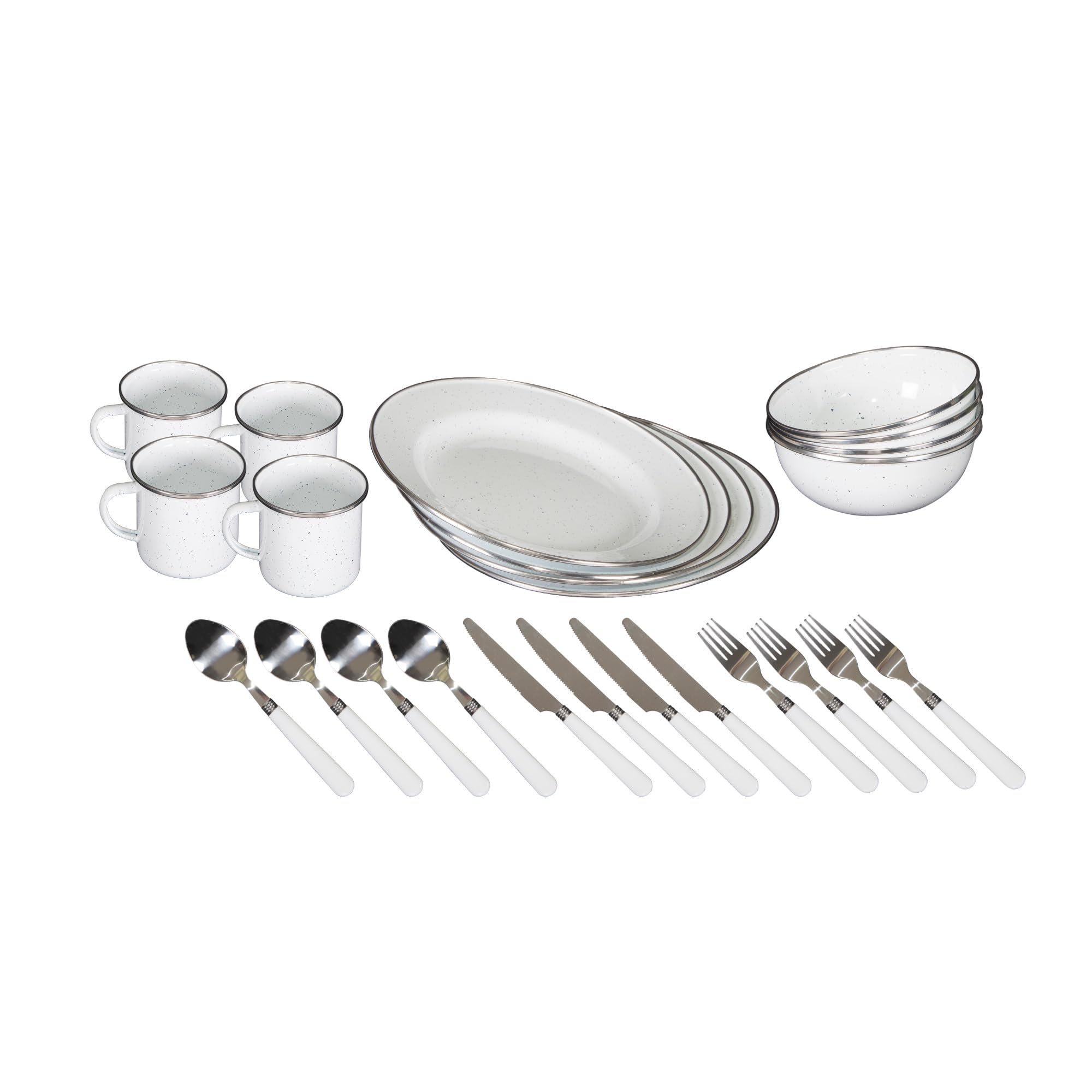 24-Piece Enamel Camping Tableware Set for Four People