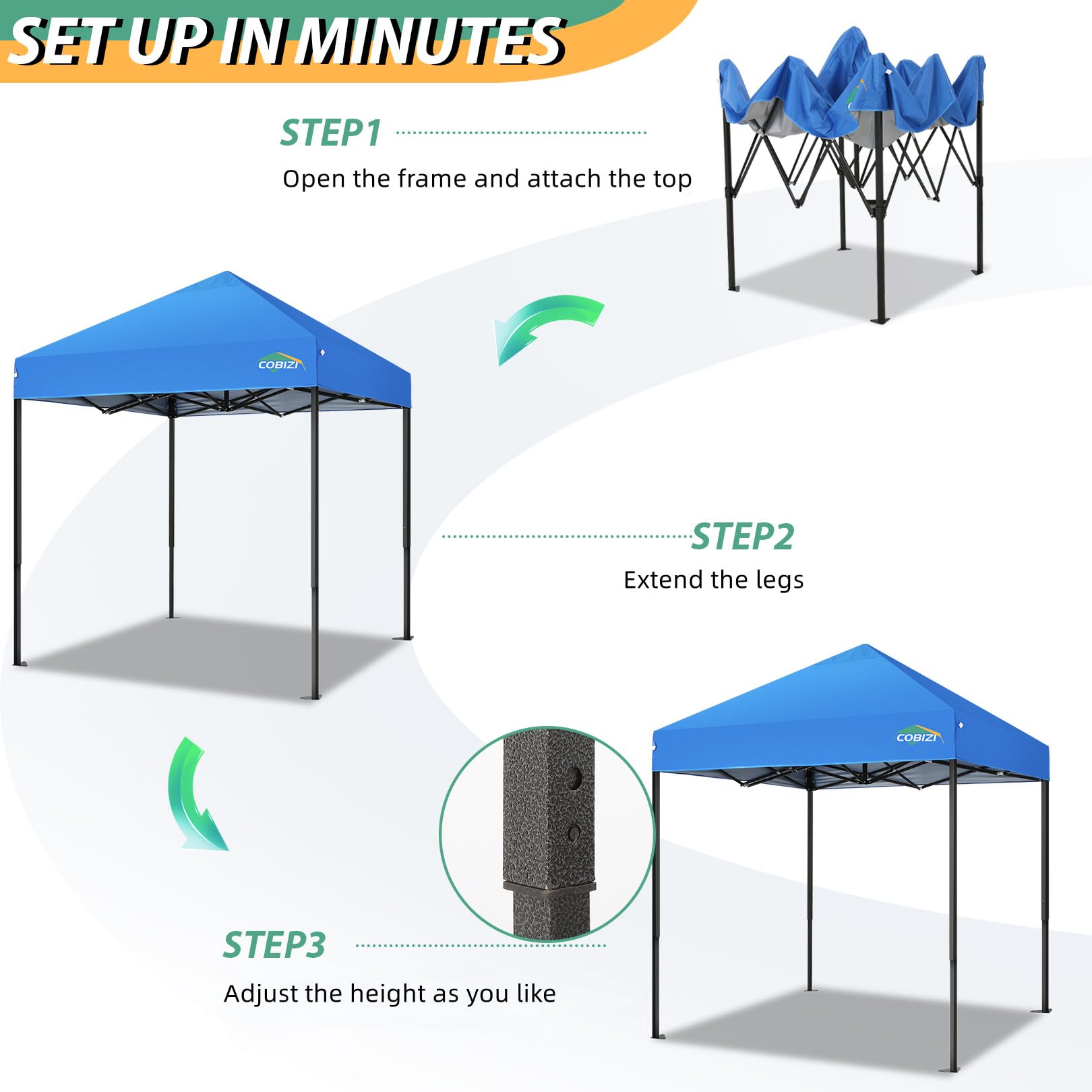 COBIZI Heavy Duty Pop up Canopy Tent with Sidewalls Commercial Canopy