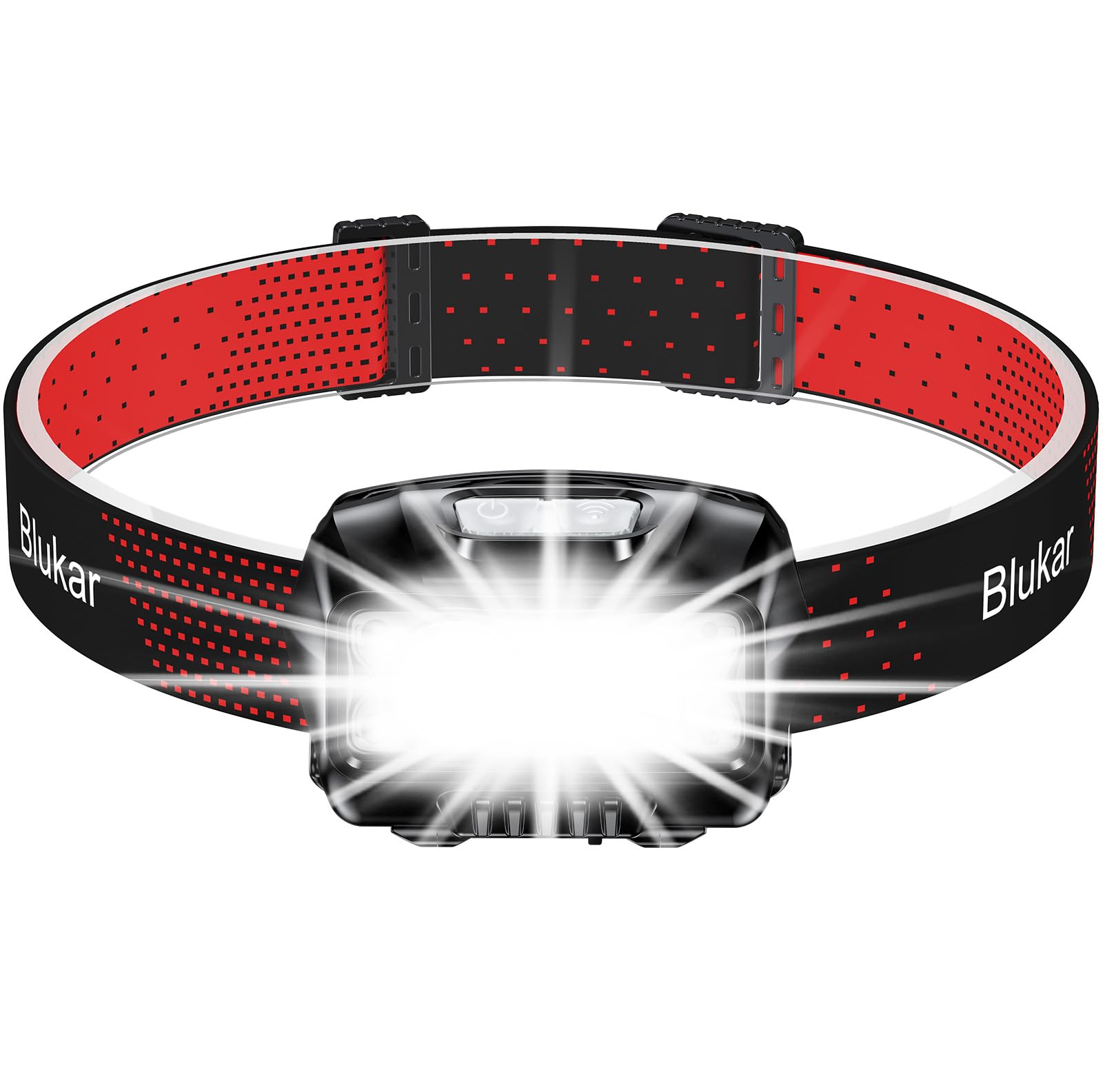Blukar LED Headlamp Rechargeable, High Lumen Super Bright Dimmable Headlight Flashlight with Motion Sensor- 8 Modes,Spotlight&Floodlight,IPX5 Waterproof for Camping,Hiking,Running,Fishing -2 Pack