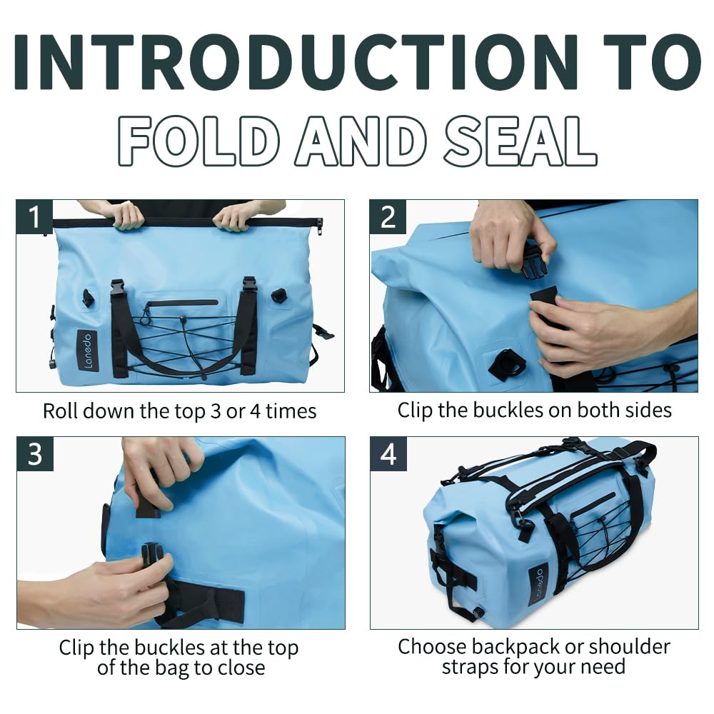 Lanedo 80L Dry Bag Large Waterproof Bag Roll-Top Heavy Duty Fishing Duffel Bag with Durable Straps & Handles for Kayaking Paddle boarding Boating Rafting Fishing