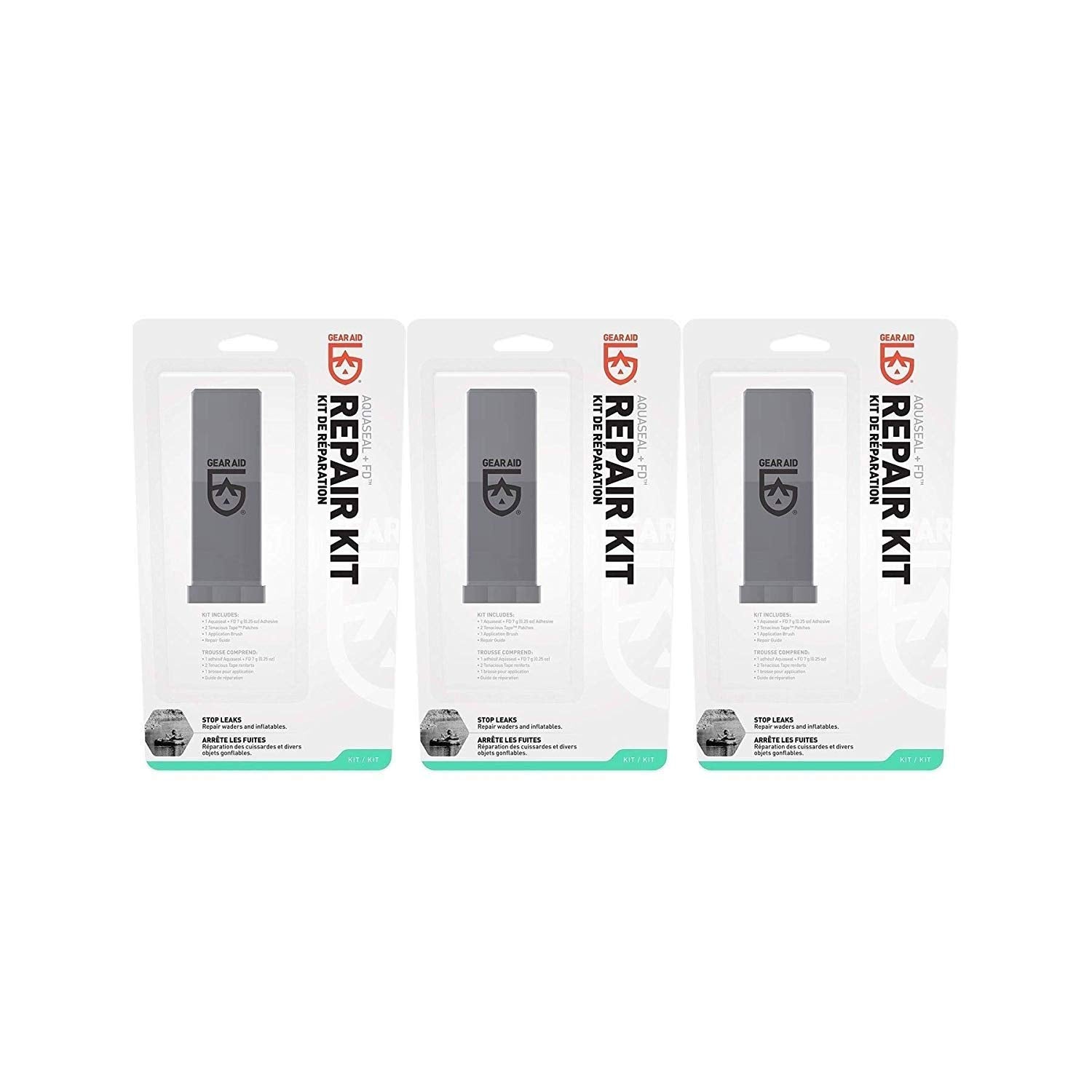 GEAR AID and Boot Repair Kit – Waterproof Adhesive and Patch Kit for Fixing Holes, Tears in Neoprene, Breathable Waders and Outdoor Gear with Aquaseal FD and Tenacious Tape, 2 Pack