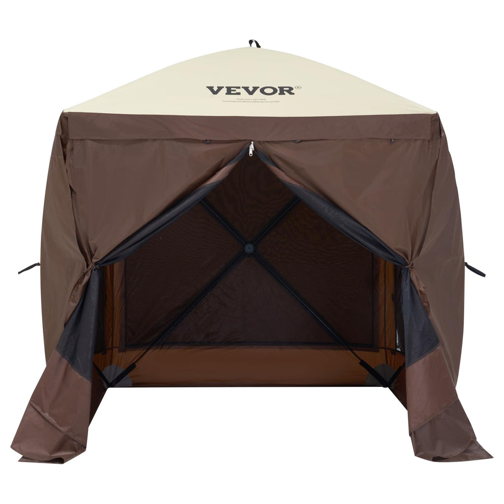 VEVOR 12x12ft Pop Up Gazebo Tent with Privacy Panels, Mosquito Netting & Removable Wind Cloths, 6-Sided Outdoor Canopy for Patio