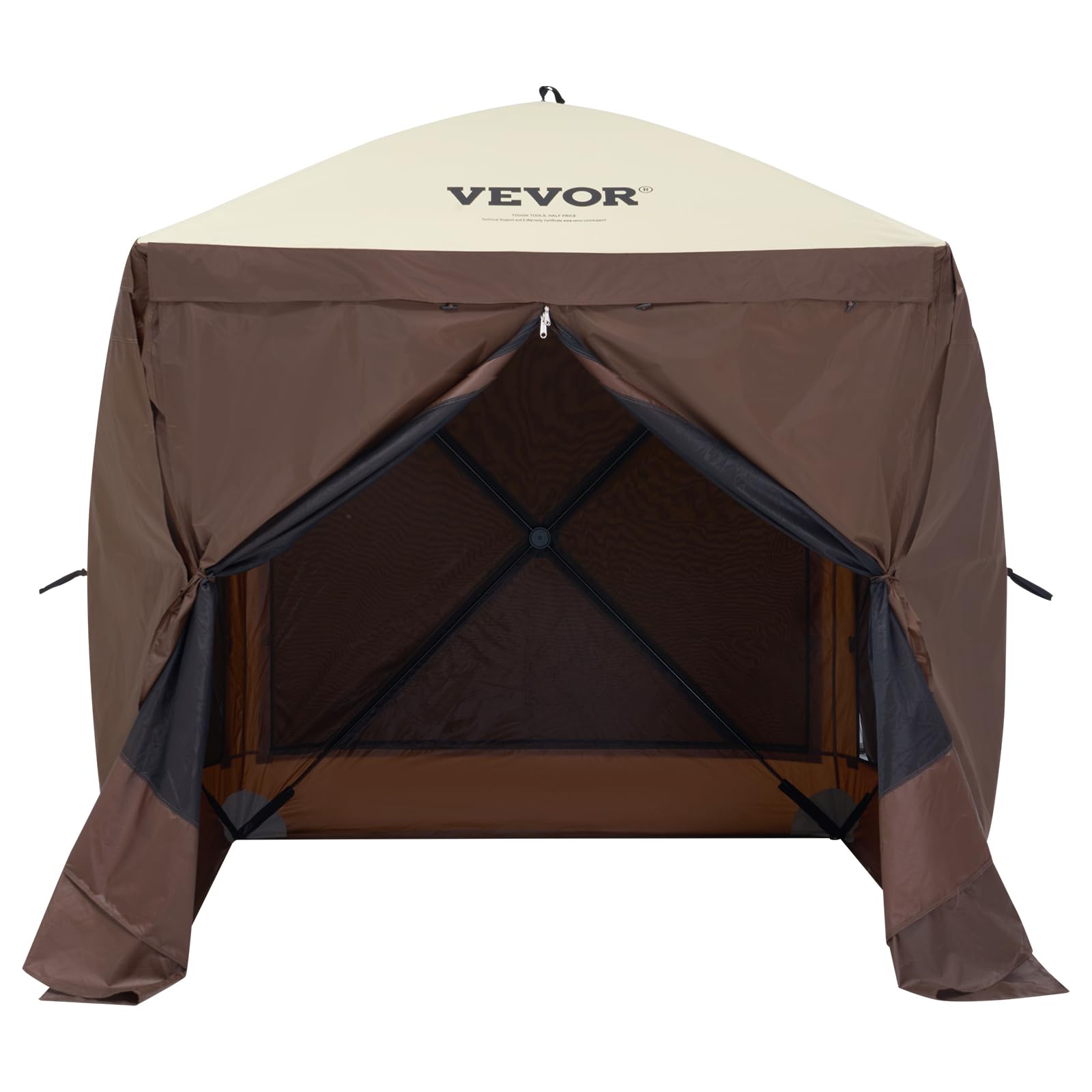 VEVOR 12x12ft Pop Up Gazebo Tent with Privacy Panels, Mosquito Netting & Removable Wind Cloths, 6-Sided Outdoor Canopy for Patio