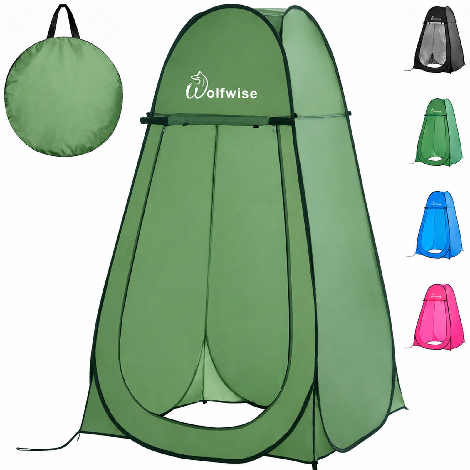 Wolfwise Pop Up Shower Tent for Camping Essentials, Portable Instant Changing Tent with Ventilation Window & Carry Bag, Privacy Dressing Room Bathroom Toilet for Beach, Outdoor