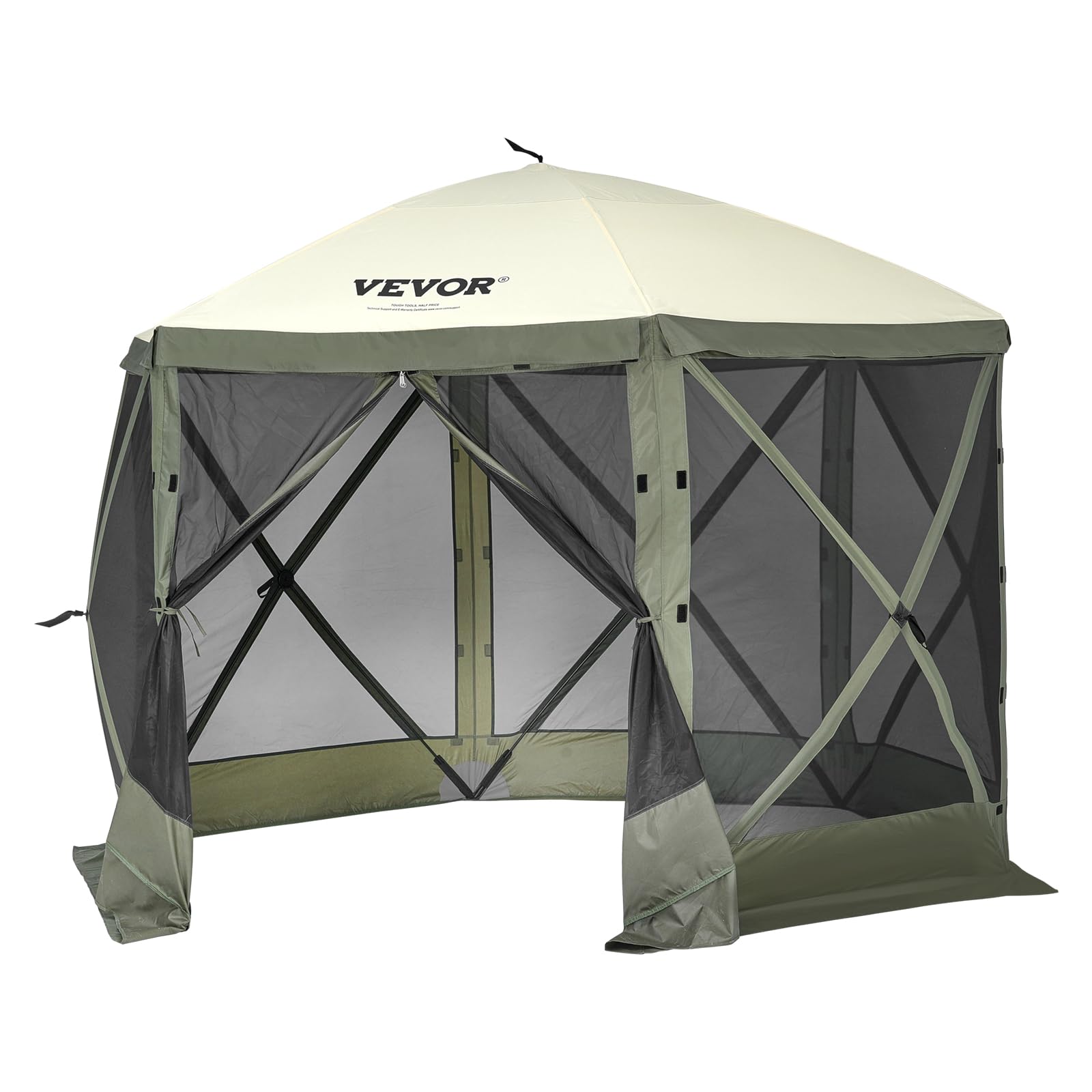 VEVOR 12x12ft Pop Up Gazebo Tent with Privacy Panels, Mosquito Netting & Removable Wind Cloths, 6-Sided Outdoor Canopy for Patio