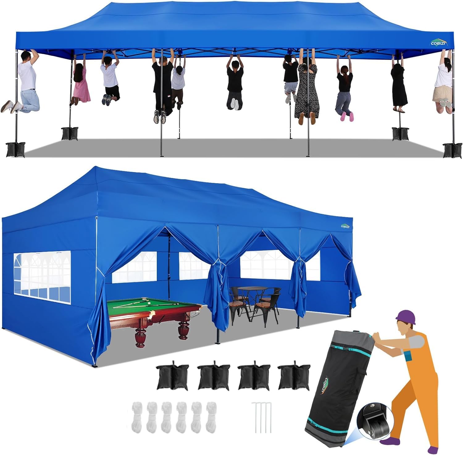 COBIZI Heavy Duty Pop up Canopy Tent with Sidewalls Commercial Canopy