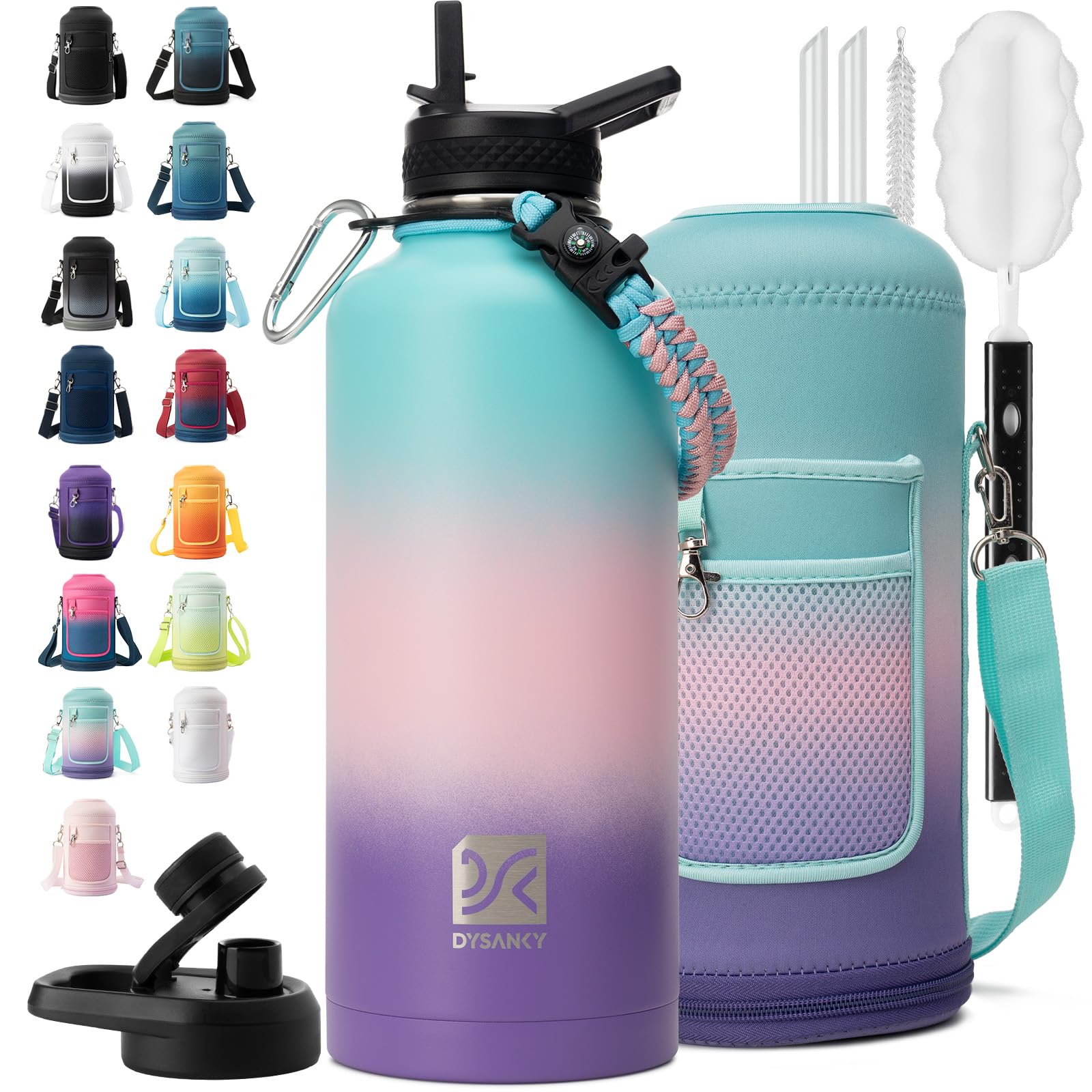 DYSANKY Insulated Water Bottle 32, 40, 64,87, 128 OZ - Multiple Insulation Vacuum Sealed - Portable Sports Metal Water Jug for Outdoor Adventure