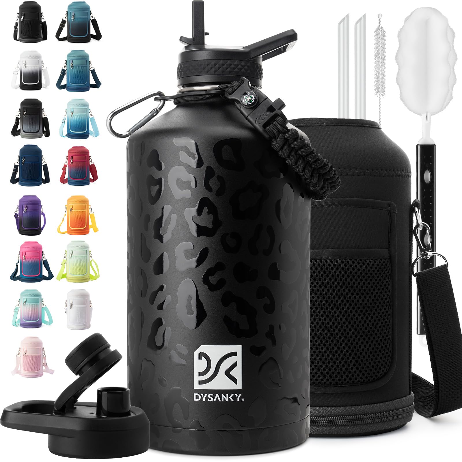 DYSANKY Insulated Water Bottle 32, 40, 64,87, 128 OZ - Multiple Insulation Vacuum Sealed - Portable Sports Metal Water Jug for Outdoor Adventure