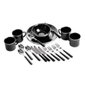 Stansport Deluxe 24-Piece Enamel Tableware Set - Enamel Plates and Bowls Lightweight and Durable Camp Dish Set for Camping and Backpacking Plates and Bowls for 4 People