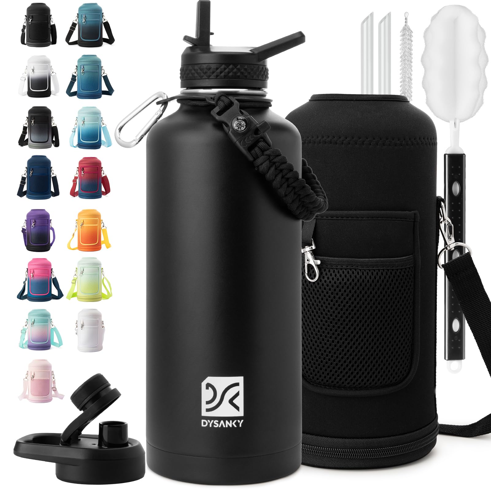 DYSANKY Insulated Water Bottle 32, 40, 64,87, 128 OZ - Multiple Insulation Vacuum Sealed - Portable Sports Metal Water Jug for Outdoor Adventure