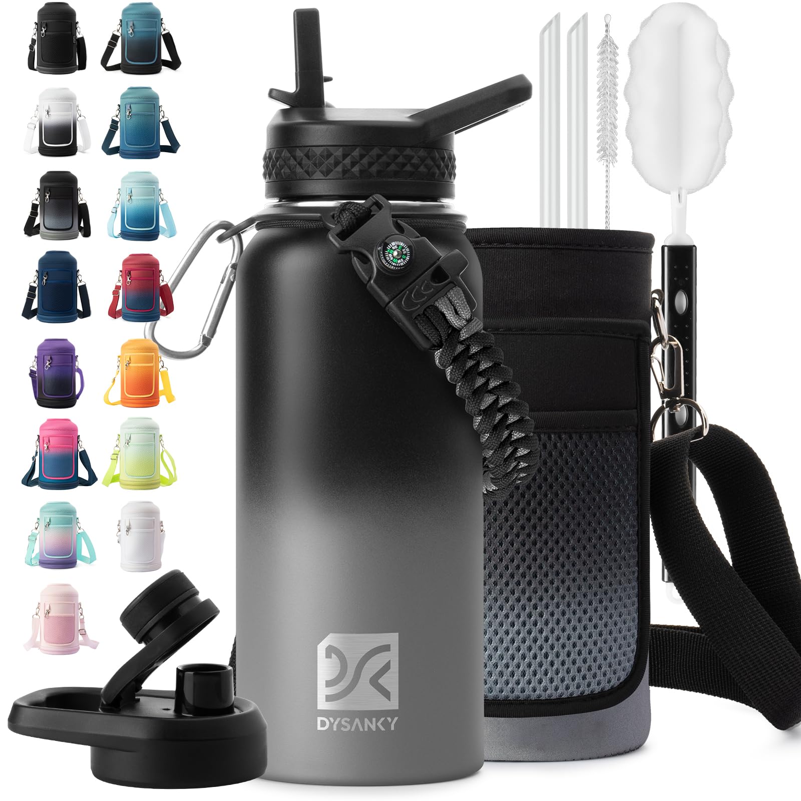 DYSANKY Insulated Water Bottle 32, 40, 64,87, 128 OZ - Multiple Insulation Vacuum Sealed - Portable Sports Metal Water Jug for Outdoor Adventure