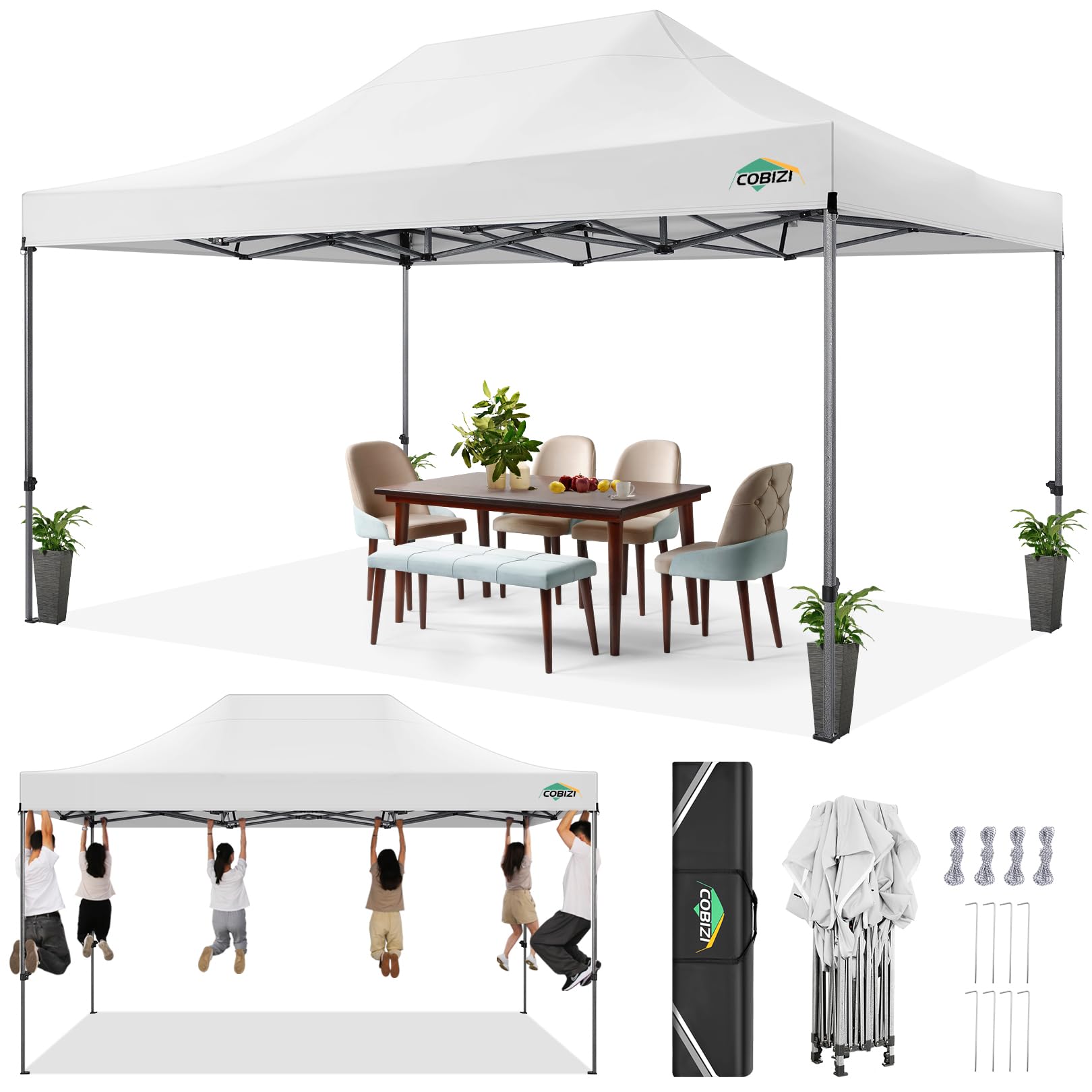 COBIZI Heavy Duty Pop up Canopy Tent with Sidewalls Commercial Canopy