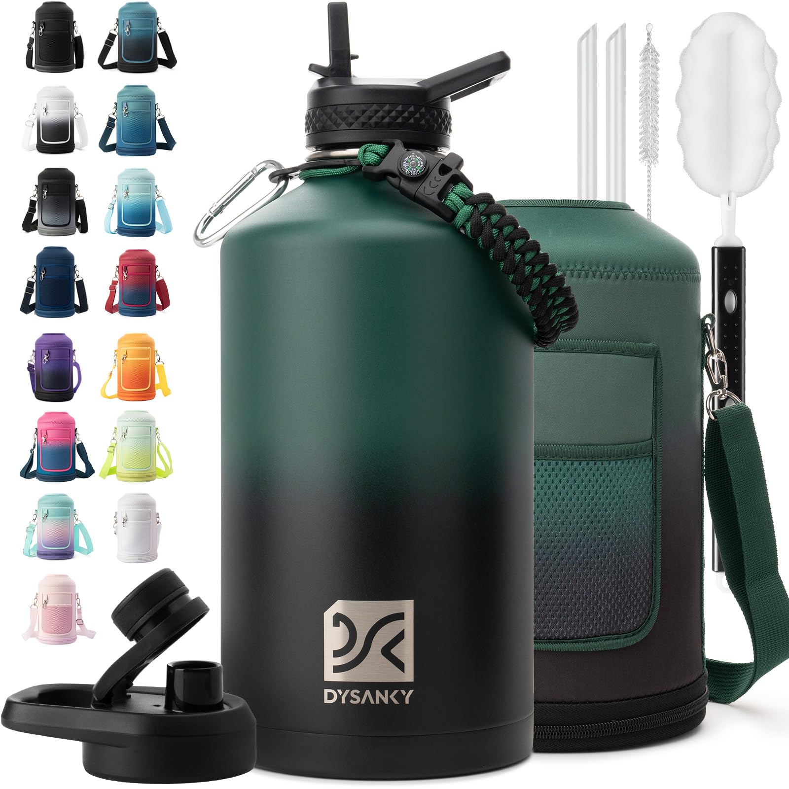 DYSANKY Insulated Water Bottle 32, 40, 64,87, 128 OZ - Multiple Insulation Vacuum Sealed - Portable Sports Metal Water Jug for Outdoor Adventure