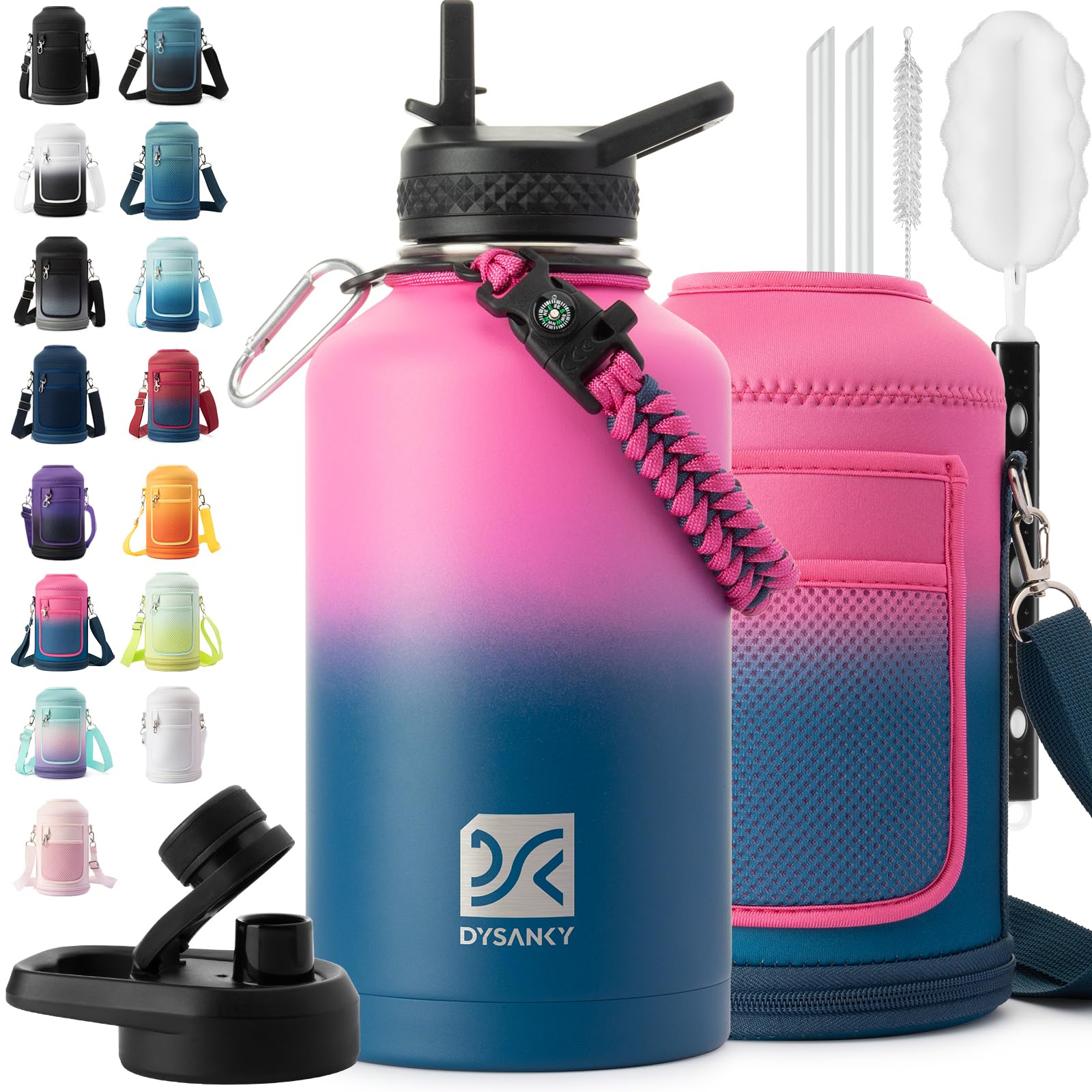 DYSANKY Insulated Water Bottle 32, 40, 64,87, 128 OZ - Multiple Insulation Vacuum Sealed - Portable Sports Metal Water Jug for Outdoor Adventure