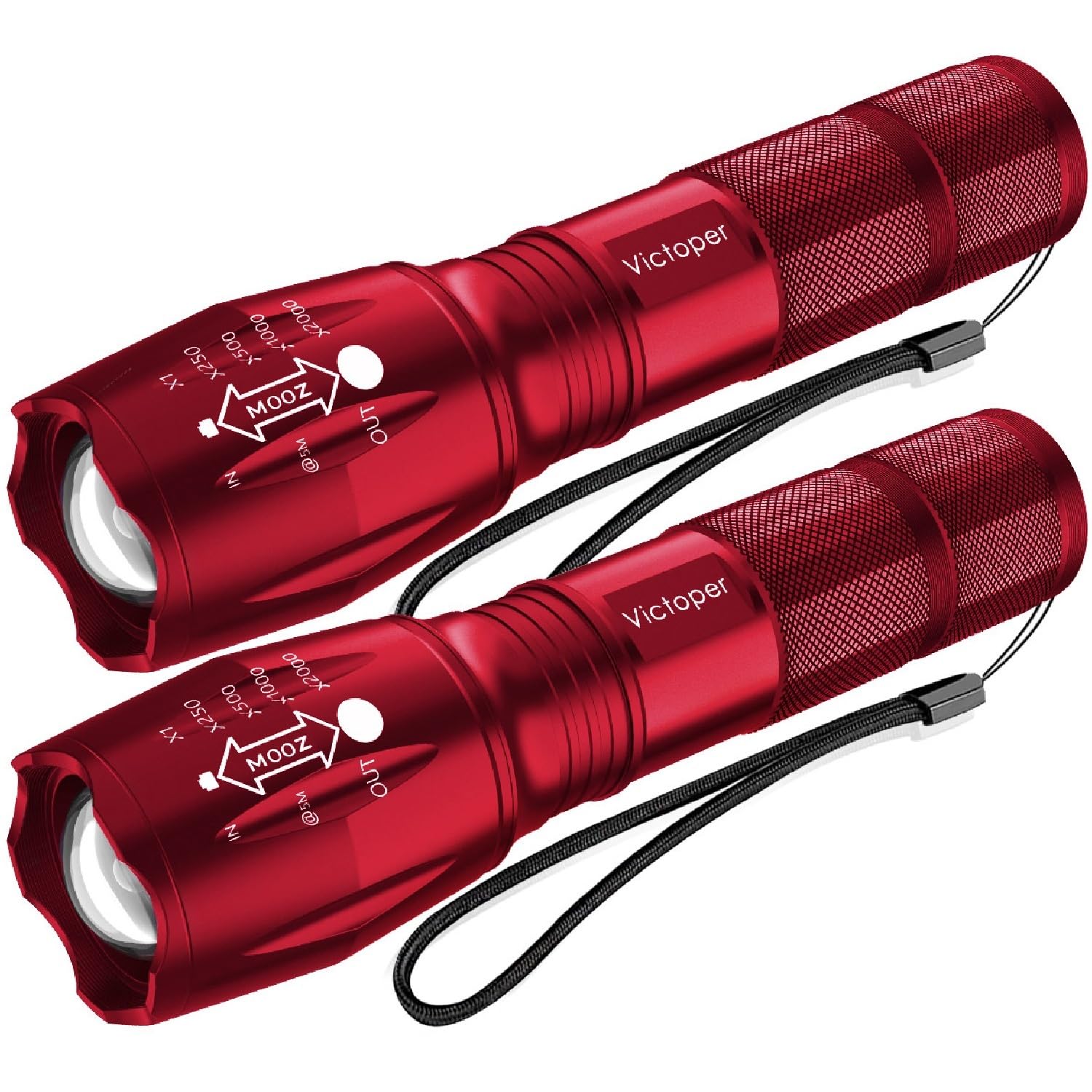 Victoper LED Flashlight 2 Pack, Bright Tactical Torch High Lumens 5 Modes, Waterproof Zoomable Flash Light for Outdoor, Birthday Gifts for Men, Dorm Room Hiking Camping Essentials Gear for Guys