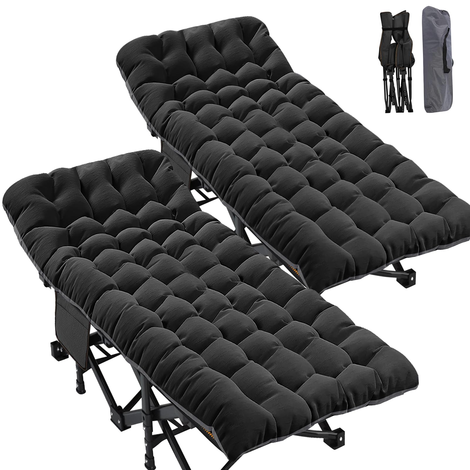 Heavy-Duty Folding Camping Cot with Mat for Adults