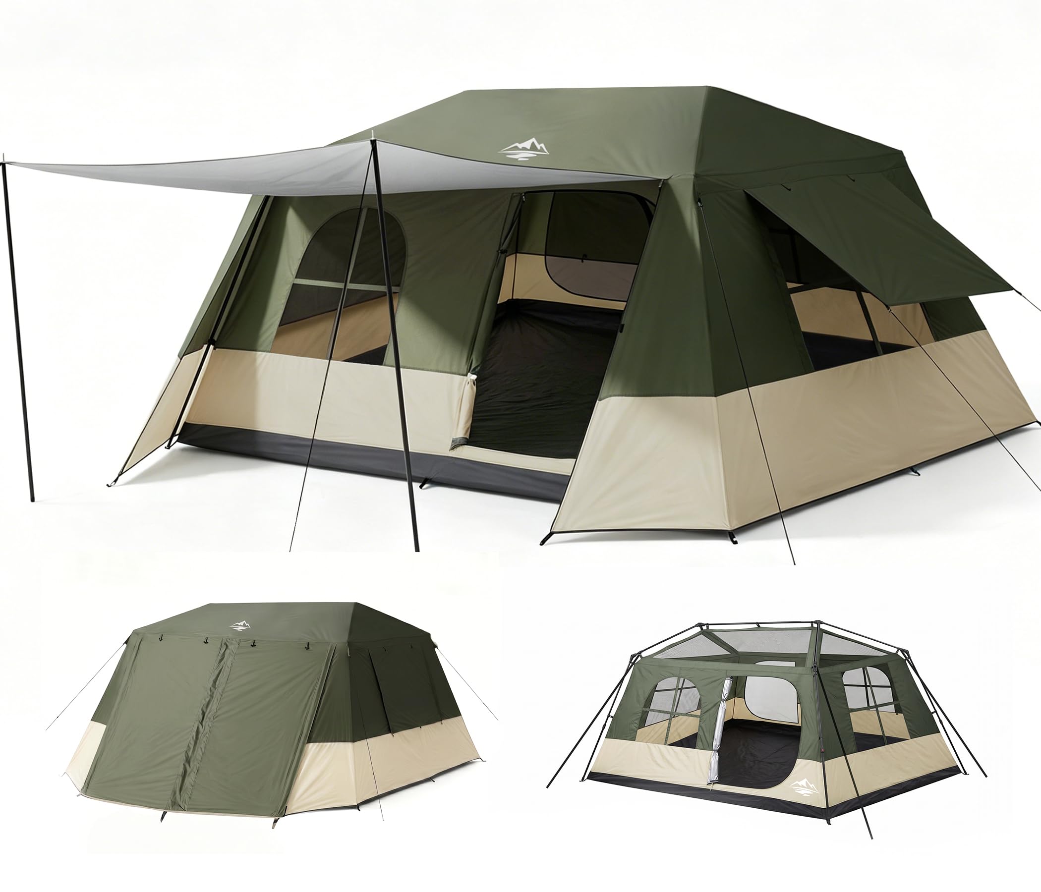 Camping Tent 6 Person Instant Tents - Cabin Tent Easy Setup in 60S with Full Rainfly,Waterproof & Windproof Spacious Breathable Portable with Carry Bag, Large Cabin Tents for Family Camping