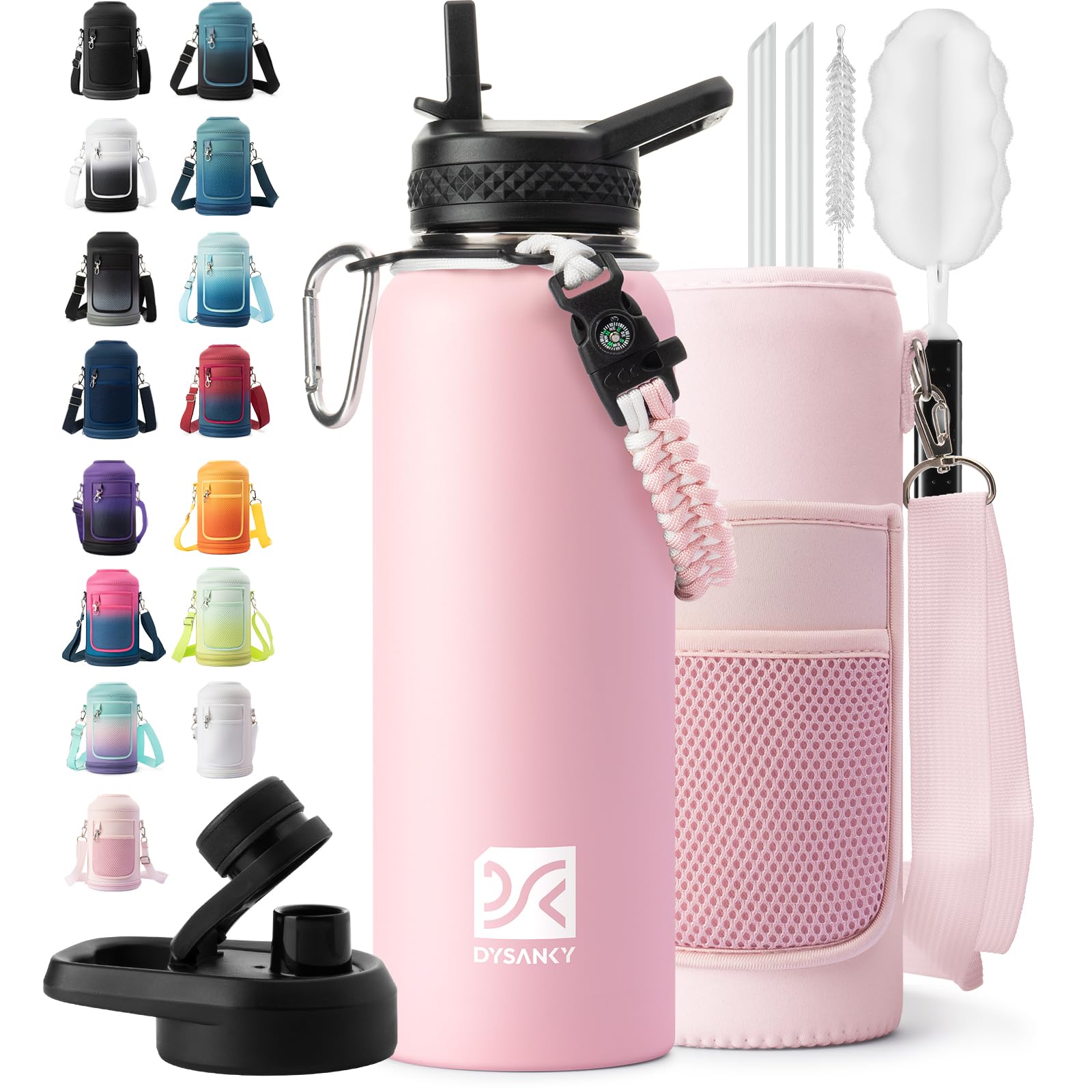 DYSANKY Insulated Water Bottle 32, 40, 64,87, 128 OZ - Multiple Insulation Vacuum Sealed - Portable Sports Metal Water Jug for Outdoor Adventure