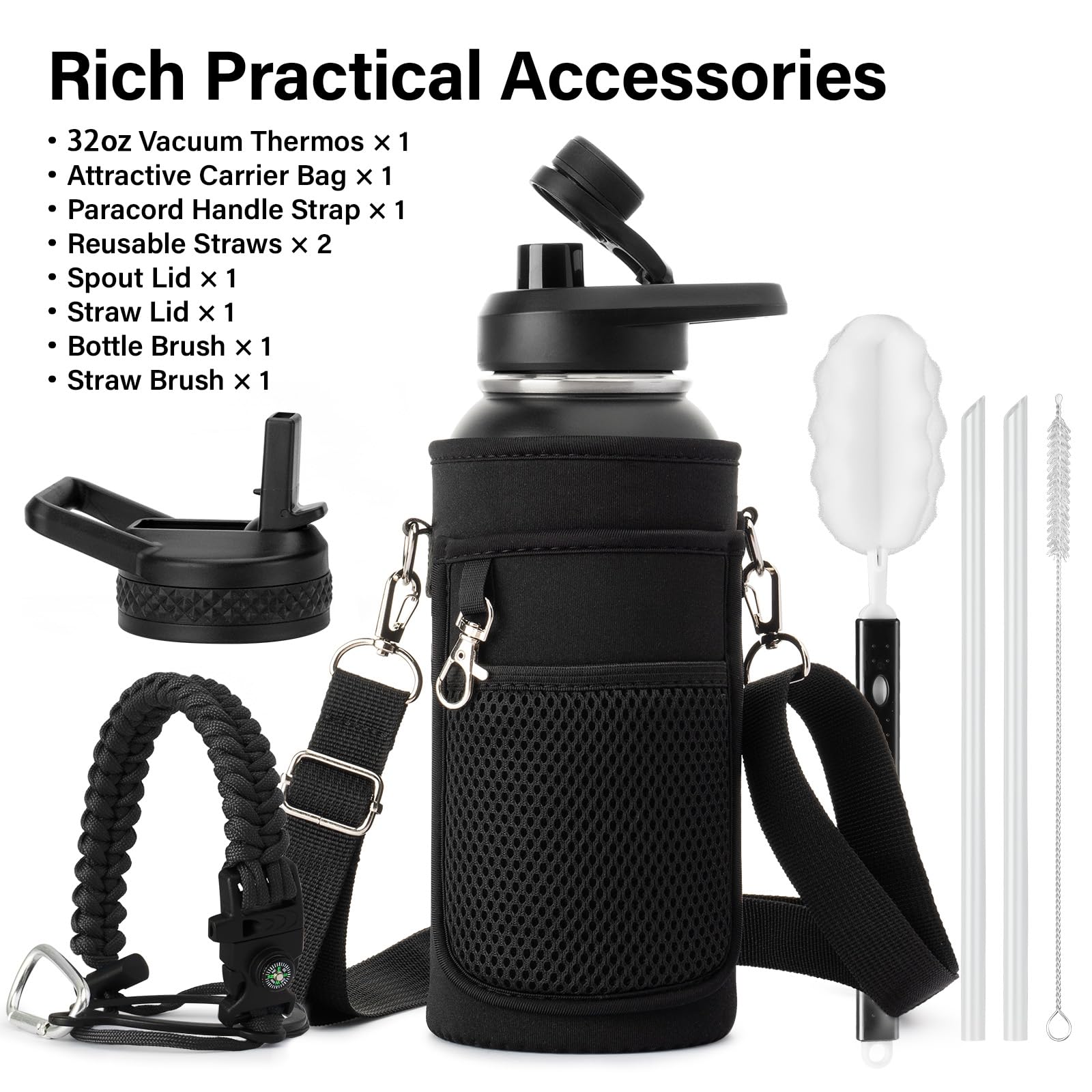 DYSANKY Insulated Water Bottle 32, 40, 64,87, 128 OZ - Multiple Insulation Vacuum Sealed - Portable Sports Metal Water Jug for Outdoor Adventure