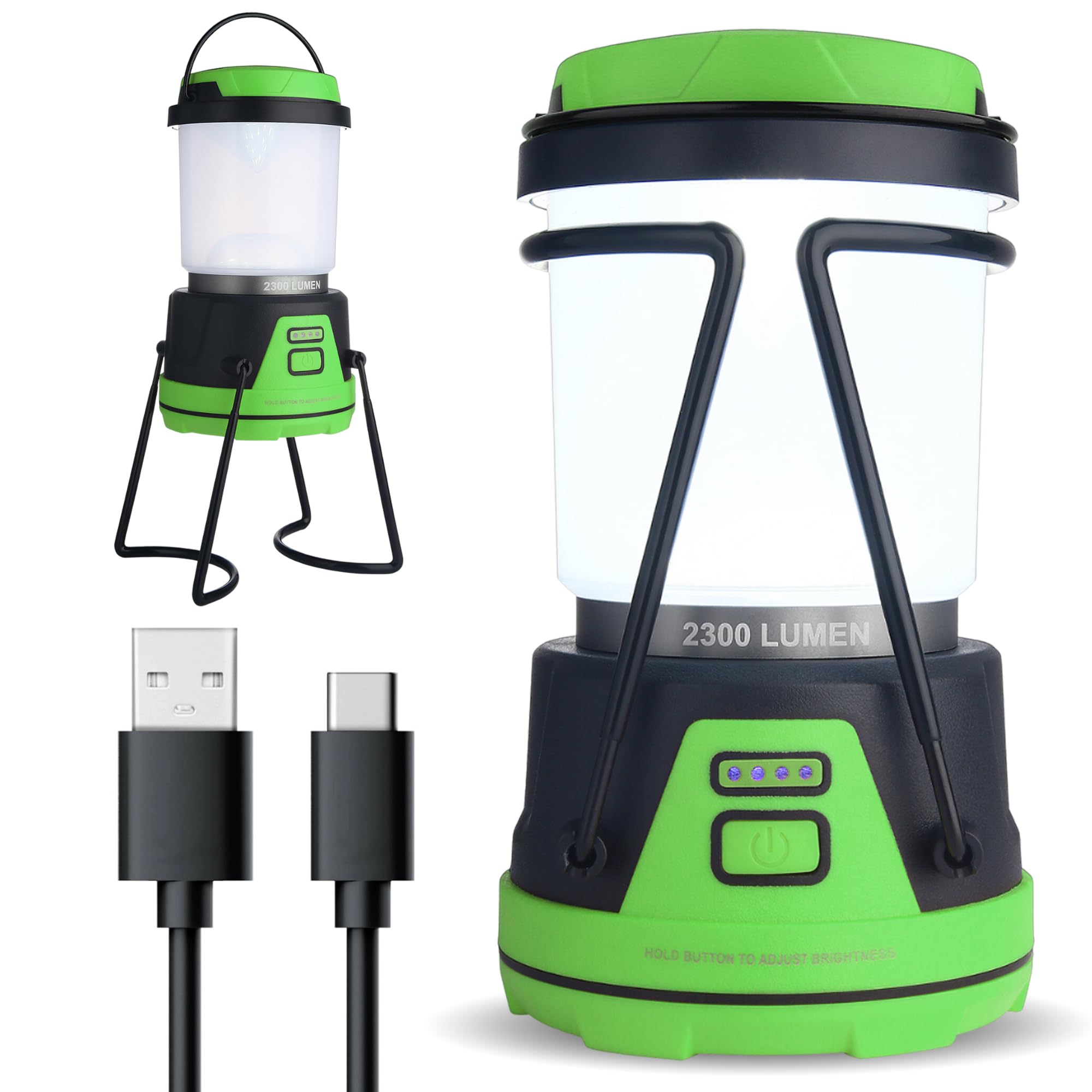 AYL LED Camping Lantern Rechargeable, 1800LM, 4 Light Modes, 4400mAh Power Bank, IP44 Waterproof, Perfect Lantern Flashlight for Hurricane, Emergency, Power Outages, Home and More, USB Cable Included