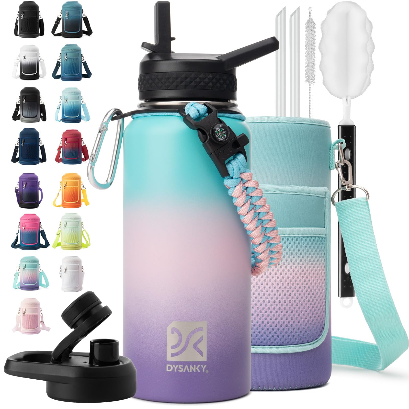 DYSANKY Insulated Water Bottle 32, 40, 64,87, 128 OZ - Multiple Insulation Vacuum Sealed - Portable Sports Metal Water Jug for Outdoor Adventure