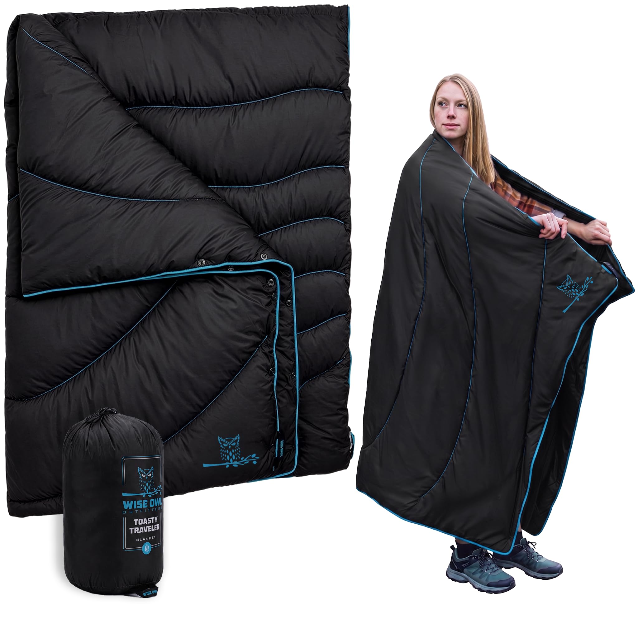 Wise Owl Outfitters Packable & Waterproof Warm Camping Quilt - Outdoor Blanket for Stadium, Backpacking, Travel, and Hiking