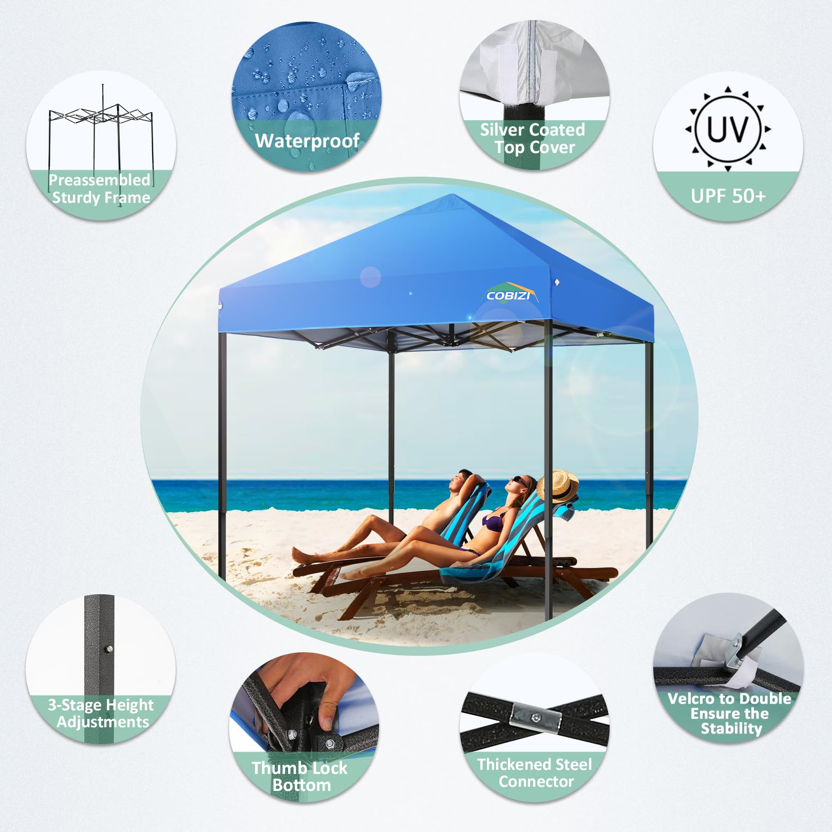 COBIZI Heavy Duty Pop up Canopy Tent with Sidewalls Commercial Canopy