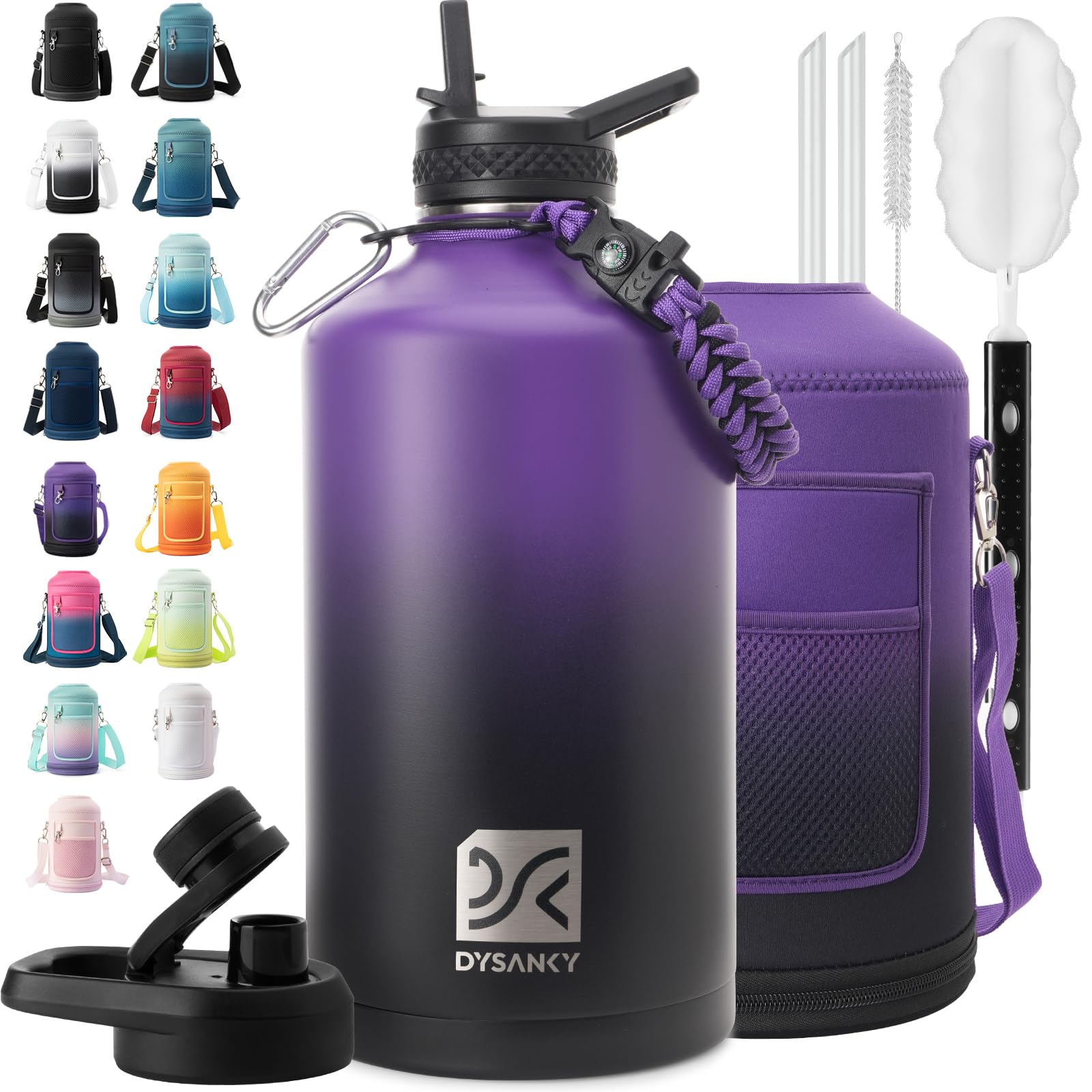 DYSANKY Insulated Water Bottle 32, 40, 64,87, 128 OZ - Multiple Insulation Vacuum Sealed - Portable Sports Metal Water Jug for Outdoor Adventure