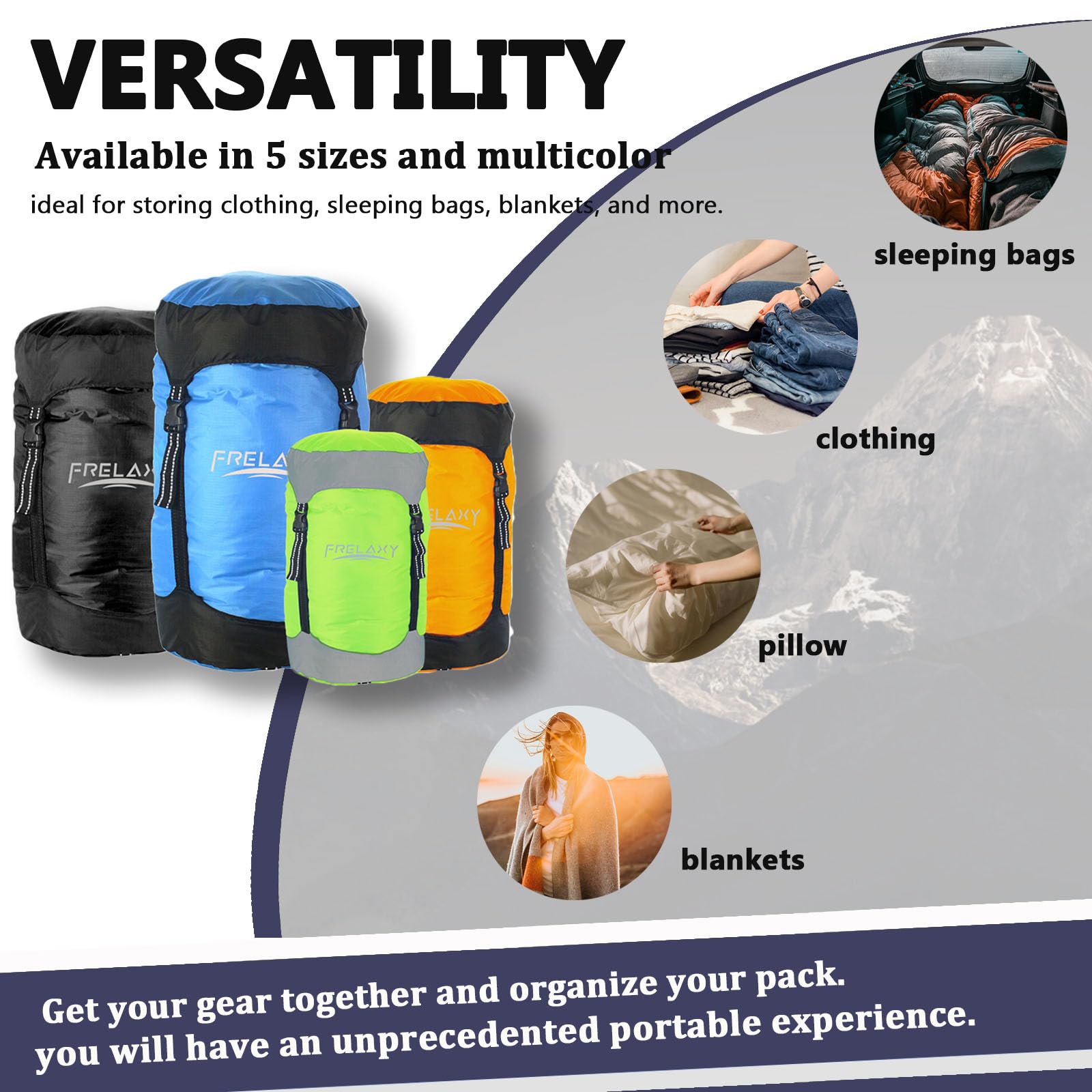 Frelaxy Compression Sack, 40% More Space! Sleeping Bag Stuff Sack