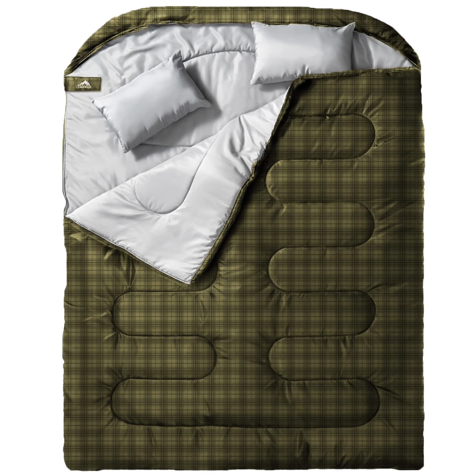 Queen-Size All-Season Double Sleeping Bag with Pillows