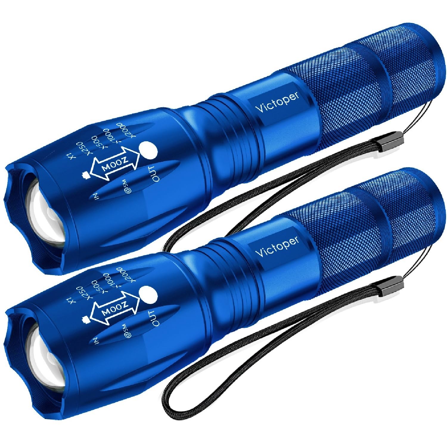 Victoper LED Flashlight 2 Pack, Bright Tactical Torch High Lumens 5 Modes, Waterproof Zoomable Flash Light for Outdoor, Birthday Gifts for Men, Dorm Room Hiking Camping Essentials Gear for Guys